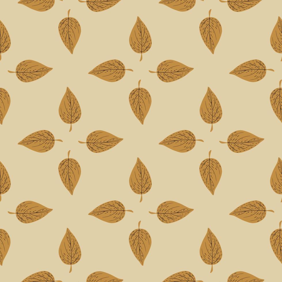 natuur herfst naadloze patroon met bruin vallende blad print. licht beige achtergrond. vector