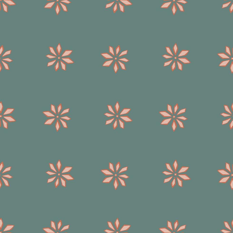 roze gekleurde anjer bloemen silhouetten print naadloos doodle patroon. lichtblauwe grijze gekleurde achtergrond. vector