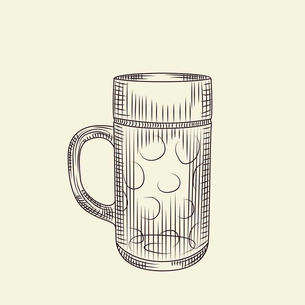 transparant glas bier geïsoleerde vintage vectorillustratie. vector