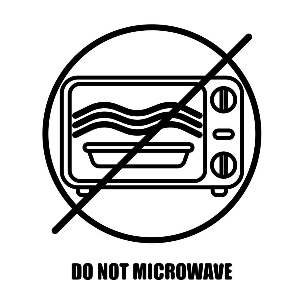 magnetron veilige inscripties geïsoleerd op een witte achtergrond. pictogramwaarschuwing voor kookgerei in inktstijl. vector