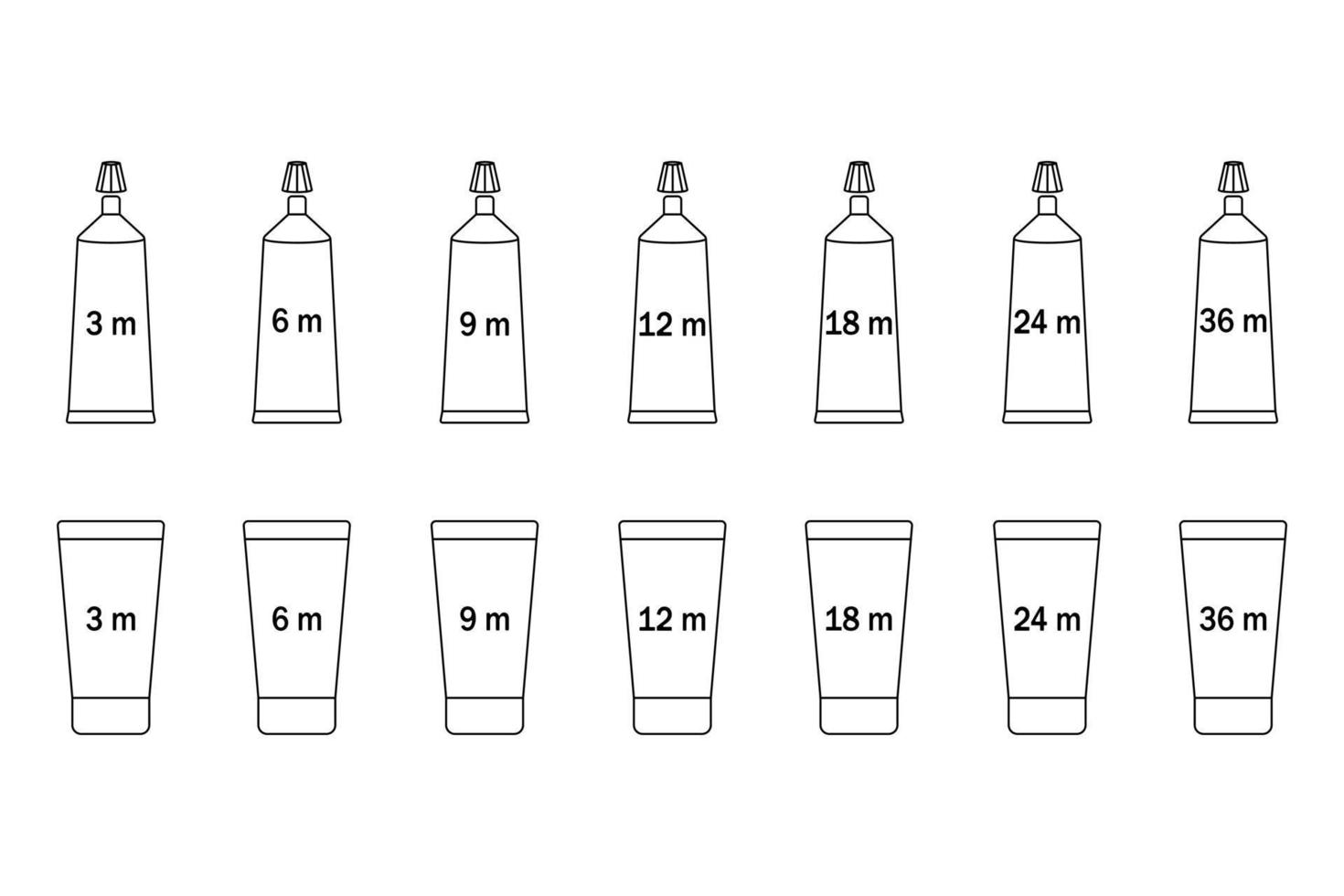 periode na opening tube voor verpakkingsontwerp geïsoleerd op een witte achtergrond. open vak cosmetische icoon. vector