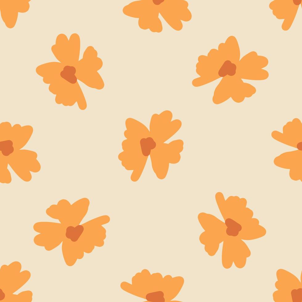 zomer naadloos patroon met handgetekende bloemen oranje knop print. lichtgrijze achtergrond. vector