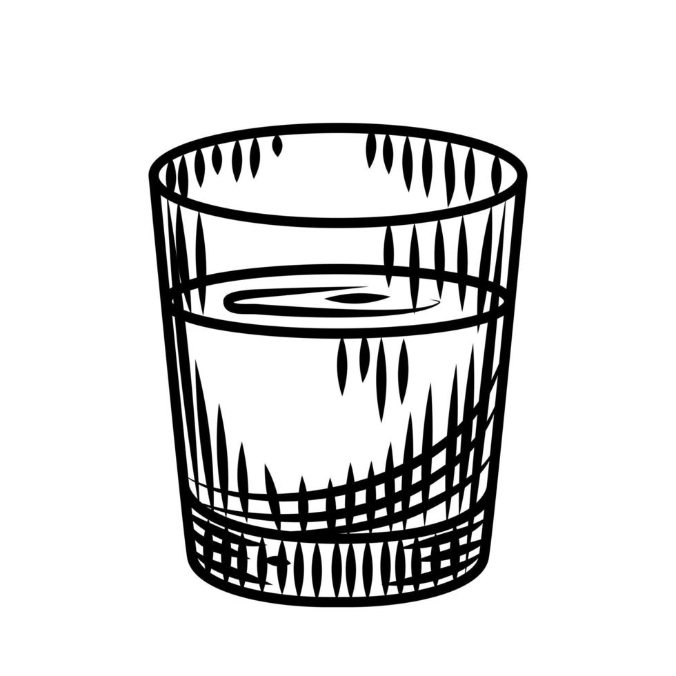 doodle wodka shot geïsoleerd op een witte achtergrond. vol borrelglas alcohol. vector