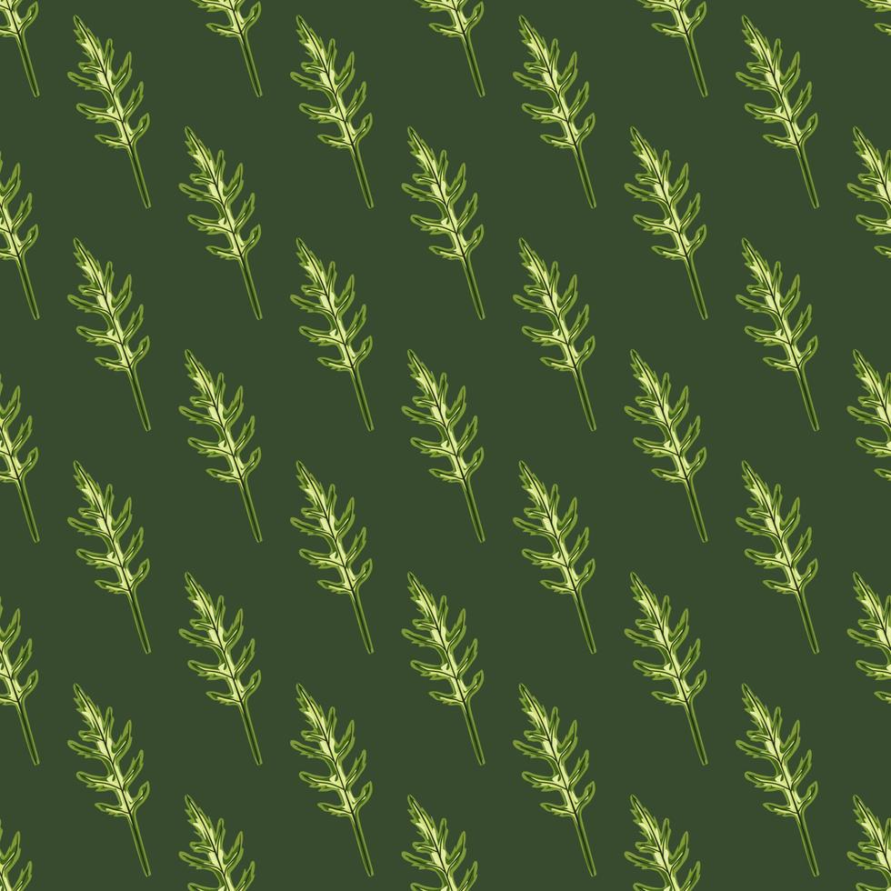 naadloze patroon bos rucola salade op groene achtergrond. modern ornament met sla. vector