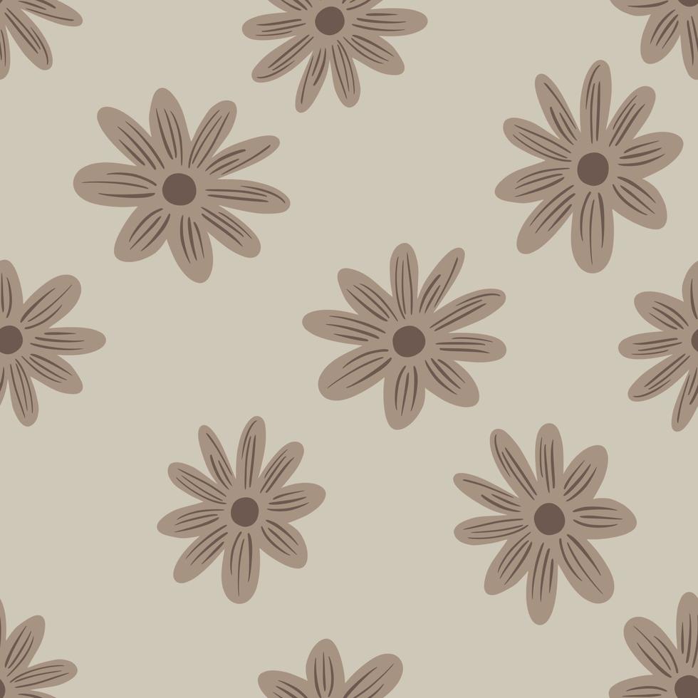 natuur naadloos patroon met beige willekeurig madeliefjebloemen ornament. grijze achtergrond. veld natuurlijke afdrukken. vector