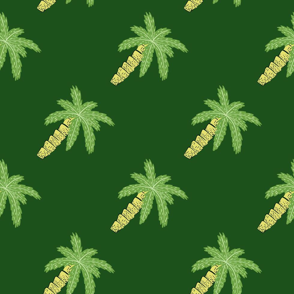 natuur strand naadloze patroon met doodle palmboom ornament. groen palet kunstwerk. jungle achtergrond. vector