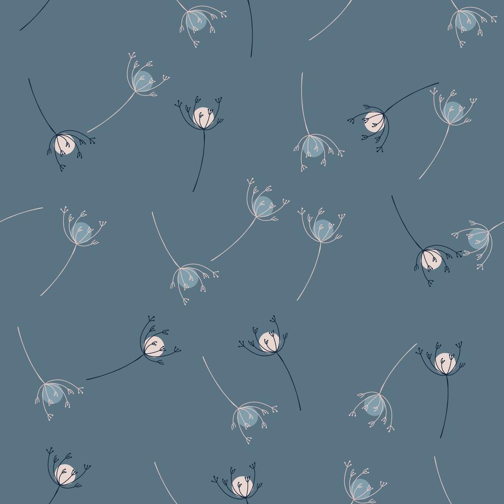 naadloze patroon met doodle willekeurige weide duizendblad bloemen vormen. blauwe bleke achtergrond. vector