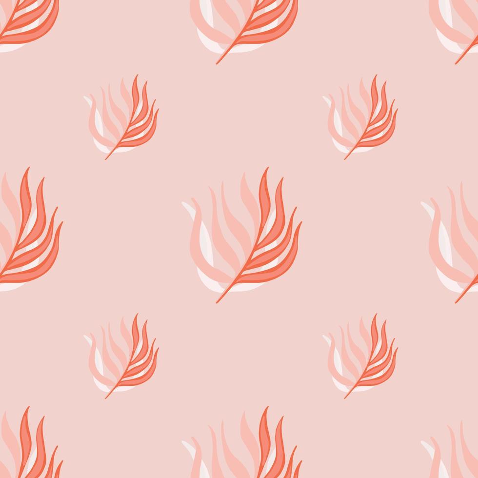decoratief naadloos handgetekend patroon met vormen van tropische bladtakken. roze palet achtergrond. vector