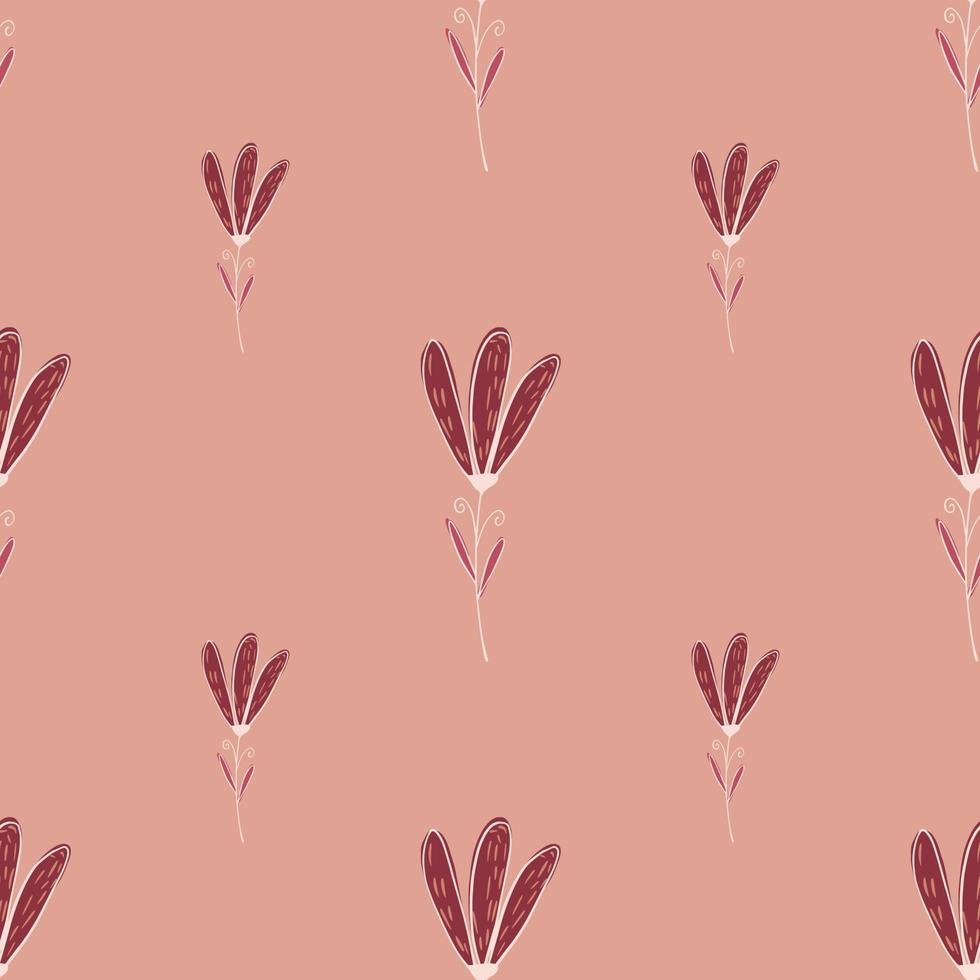 minimalistisch naadloos patroon met eenvoudige bloemelementen. roze lichte achtergrond. plant afdrukken. vector