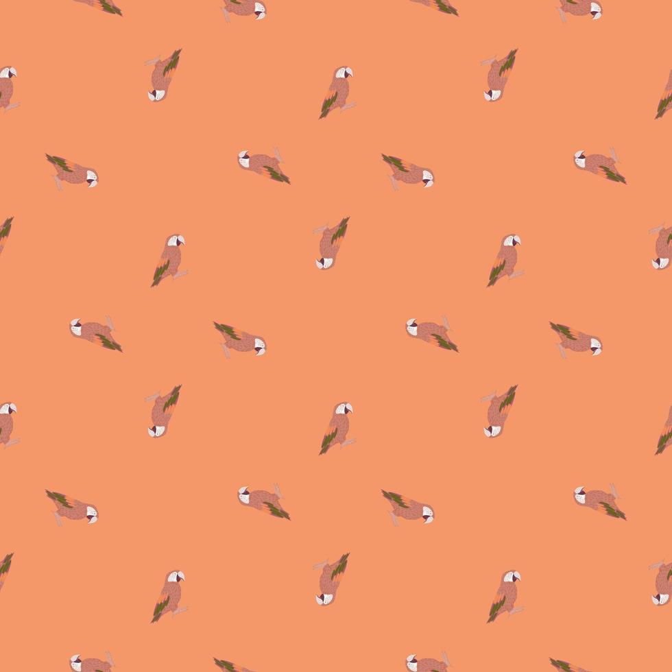 naadloze patroon met abstracte kleine ara papegaai sieraad, pastel roze achtergrond. geometrisch eenvoudig ontwerp. vector
