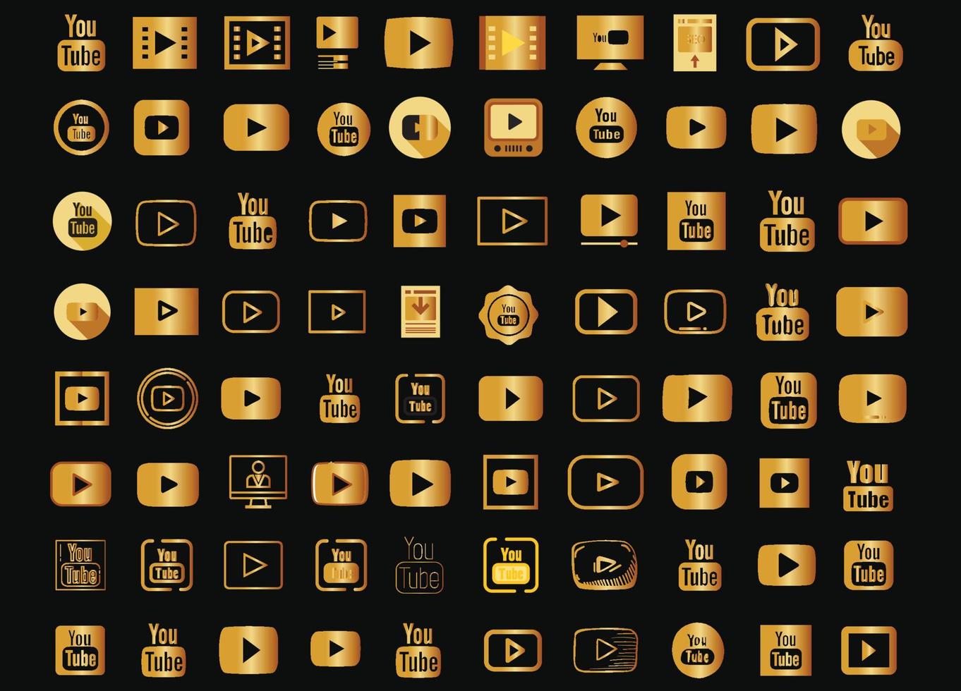 gouden youtube-pictogram vector