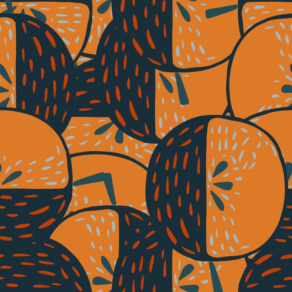 abstracte naadloze patroon met oranje en marineblauw gestippelde natuur appels print. vers fruit kunstwerk. vector