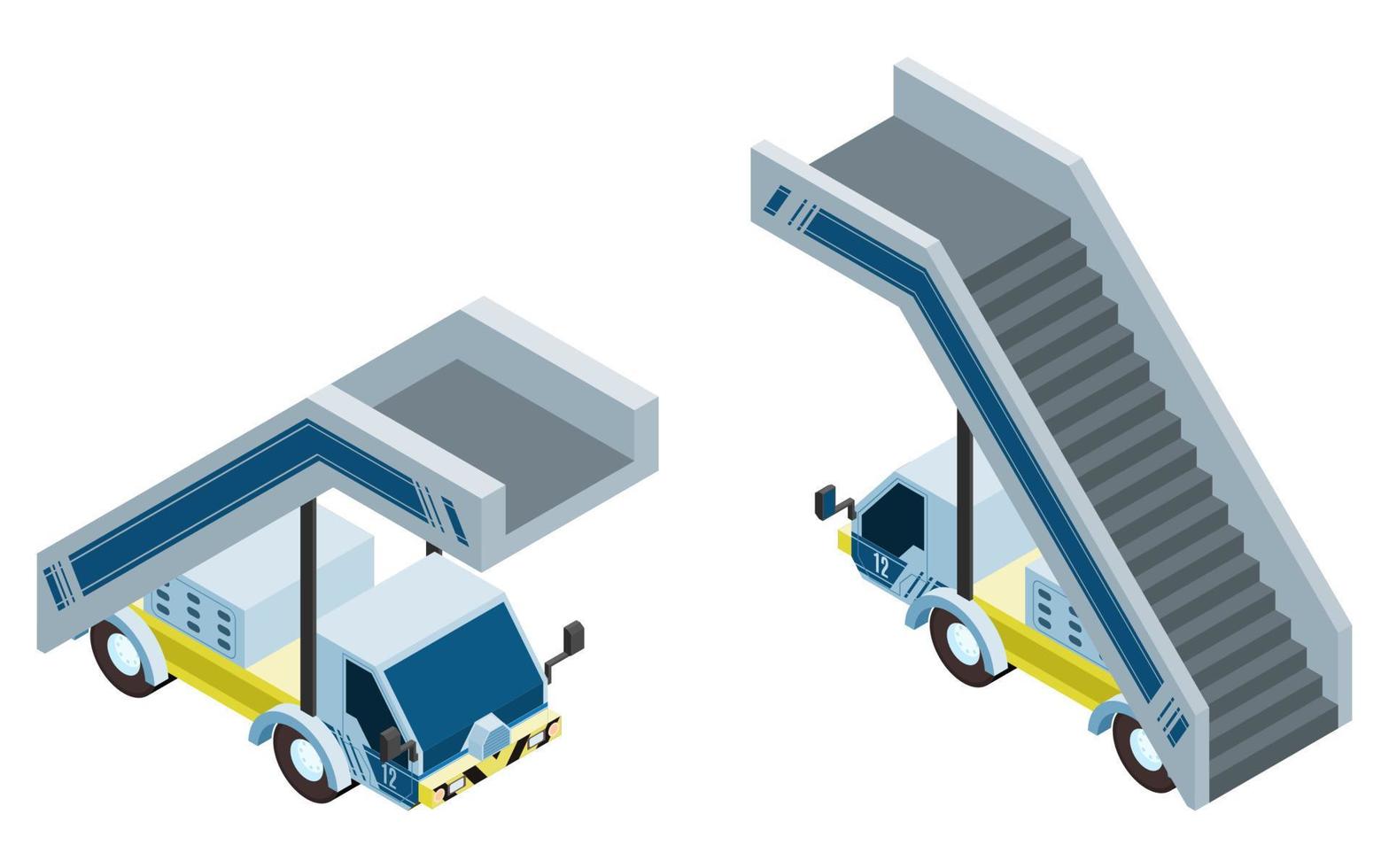 gangway vliegtuig machine. personenvervoer vector