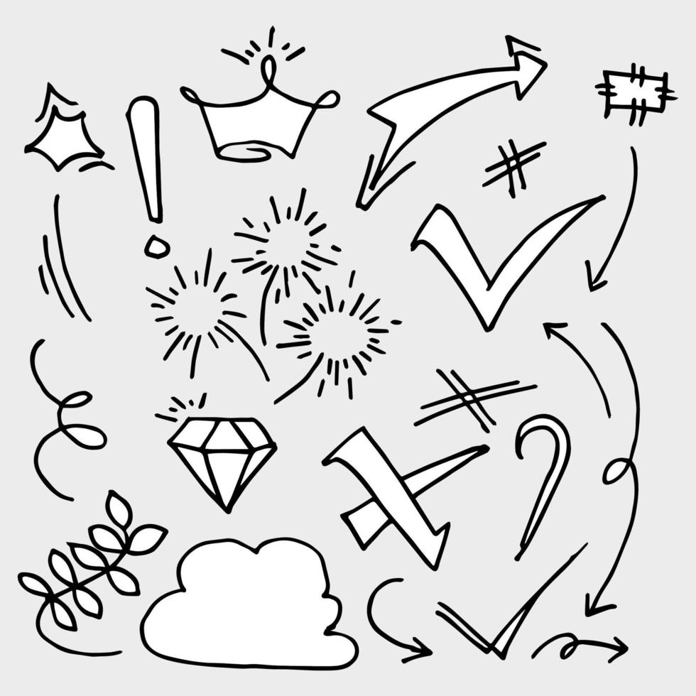 doodle element vector set, voor conceptontwerp.