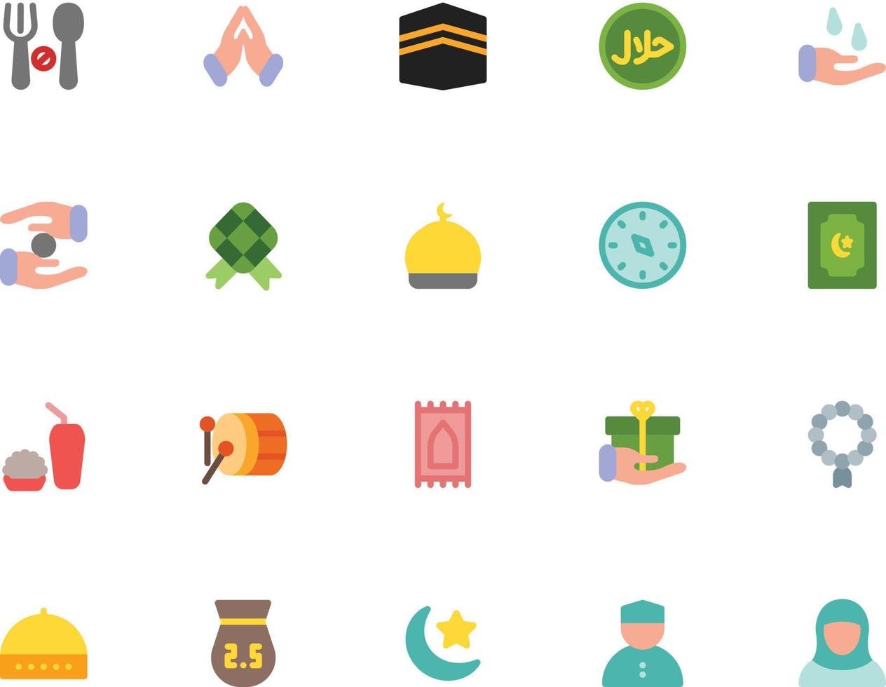 ramadan-pictogrammen in vlakke stijl voor elk doel, perfect voor website, mobiel, app-presentatie vector