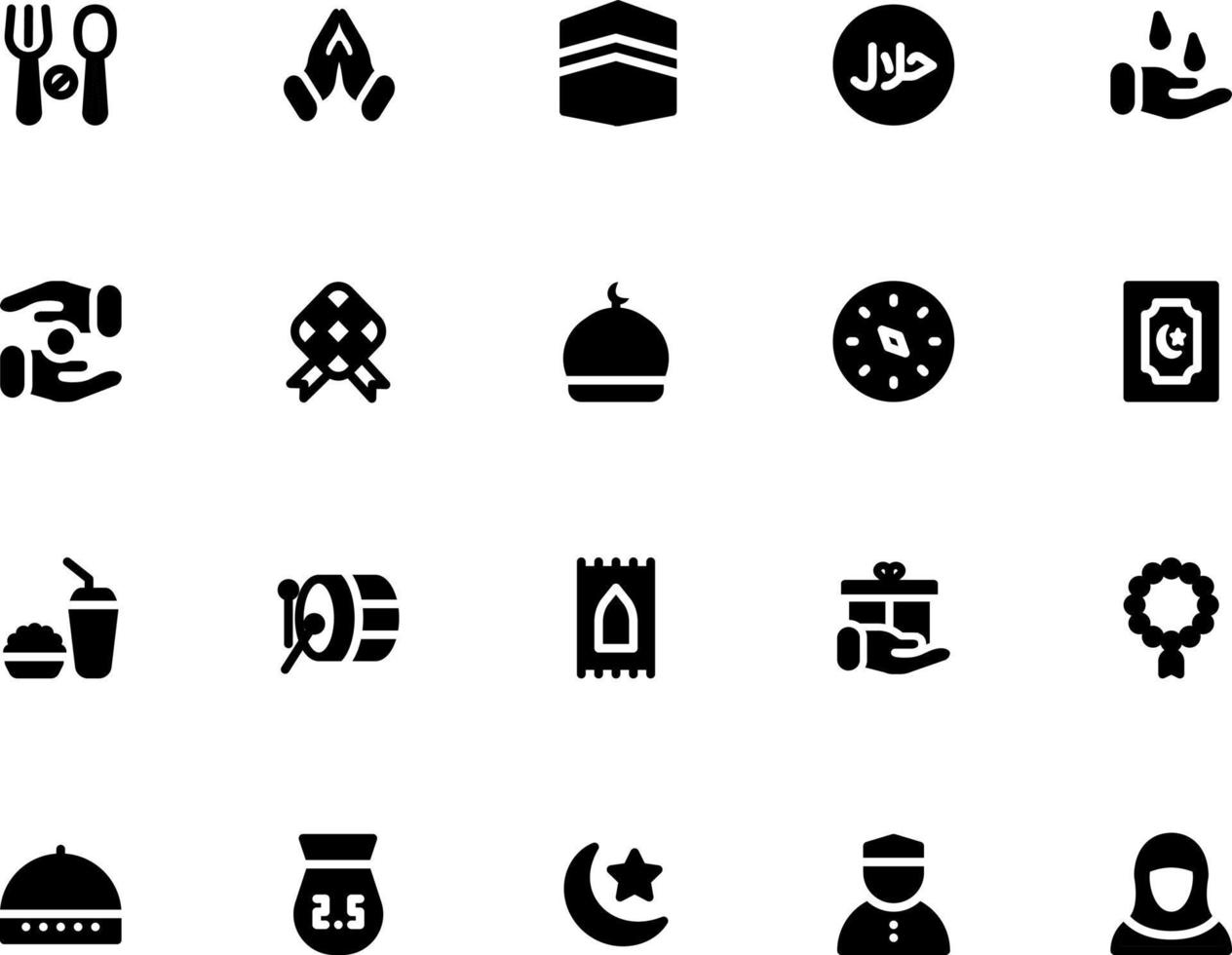 ramadan-pictogrammen in solide stijl voor elk doel, perfect voor website, mobiel, app-presentatie vector