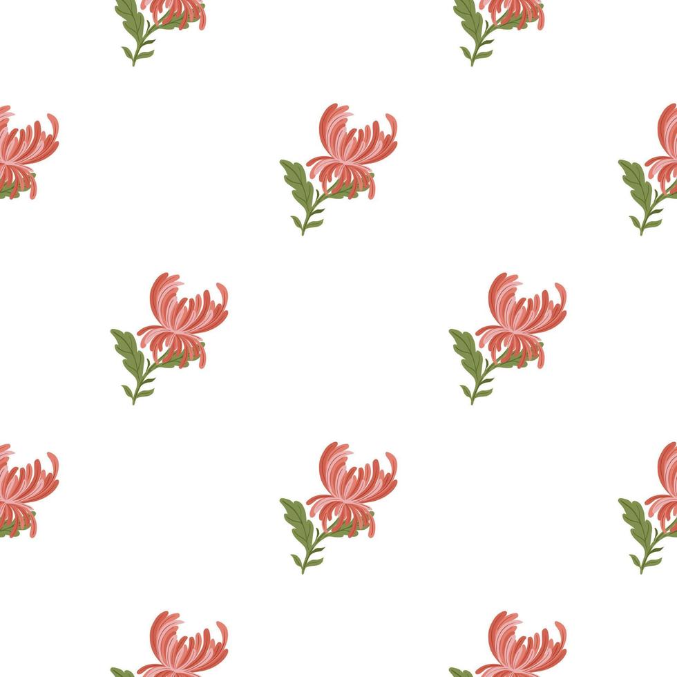 decoratieve romantische naadloze patroon met doodle roze chrysant bloemen vormen. witte achtergrond. vector