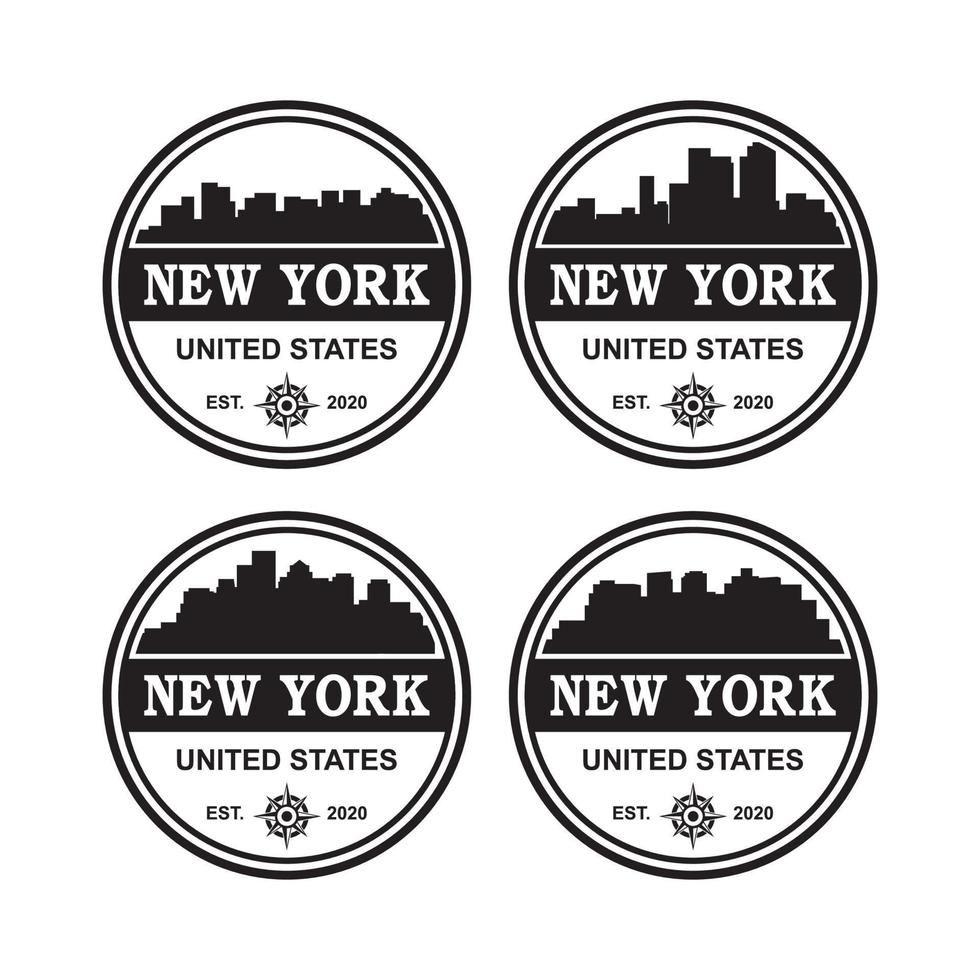 een set skyline new york vector, een set wolkenkrabber amerika logo vector