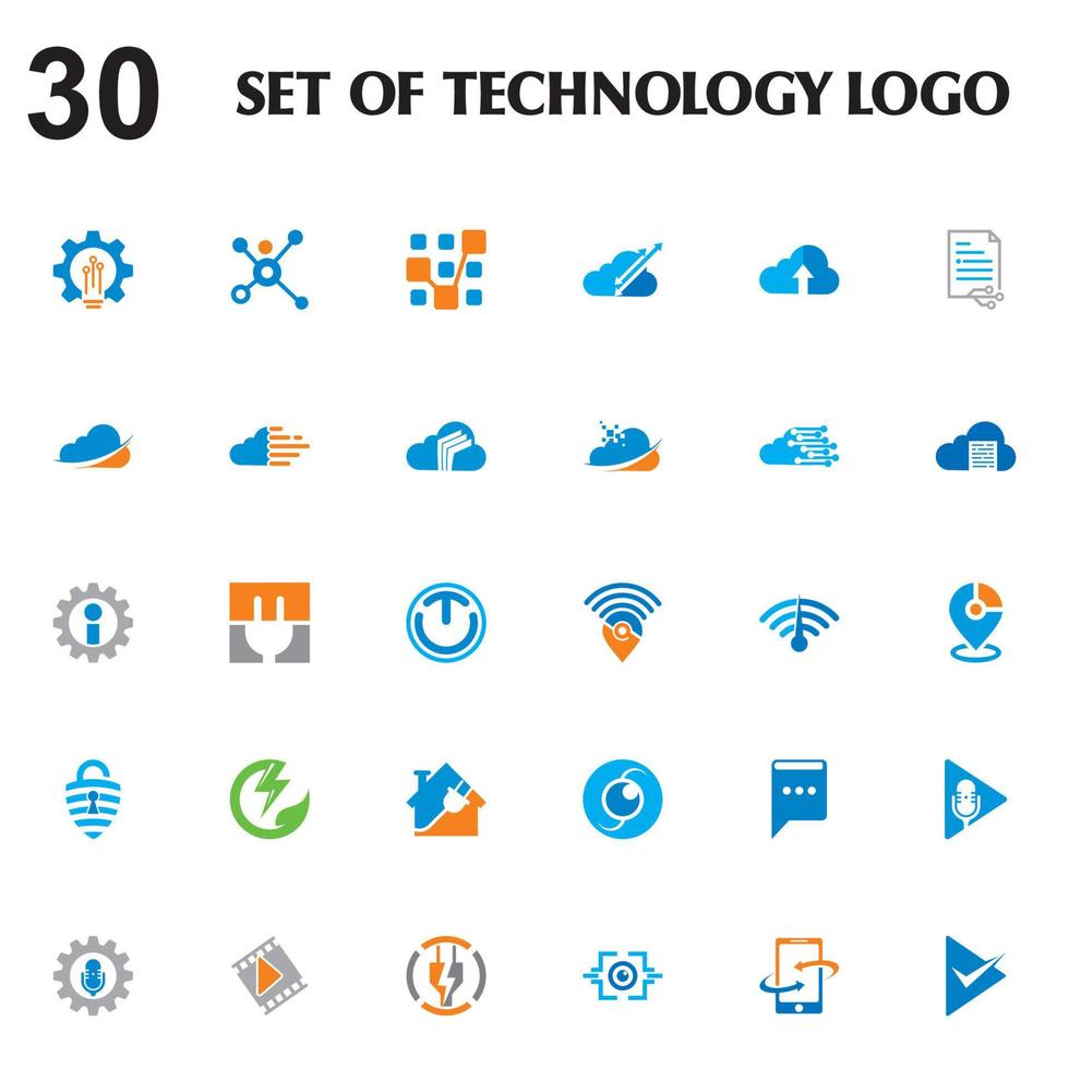 set van digitale vector, set van technologie logo vector