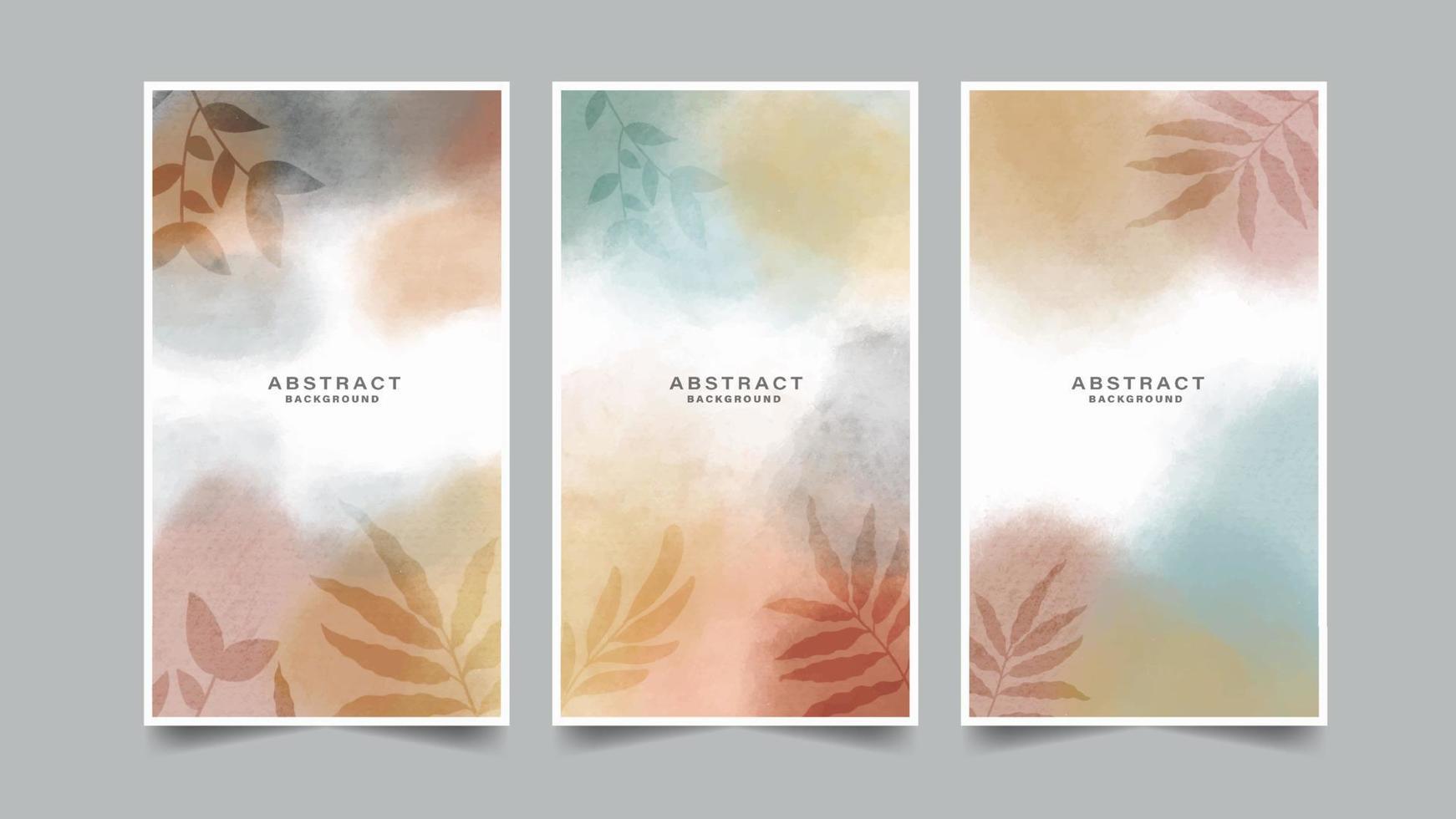 set handgeschilderde aquarel bladeren achtergrond vector