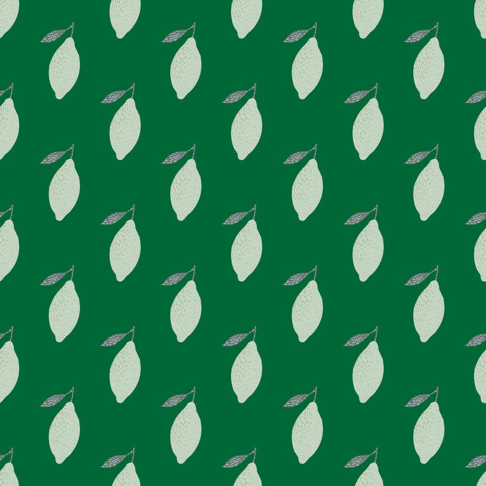 vers biologisch fruit naadloos patroon met doodle lichtgrijs gekleurde citroenen. groene achtergrond. vector