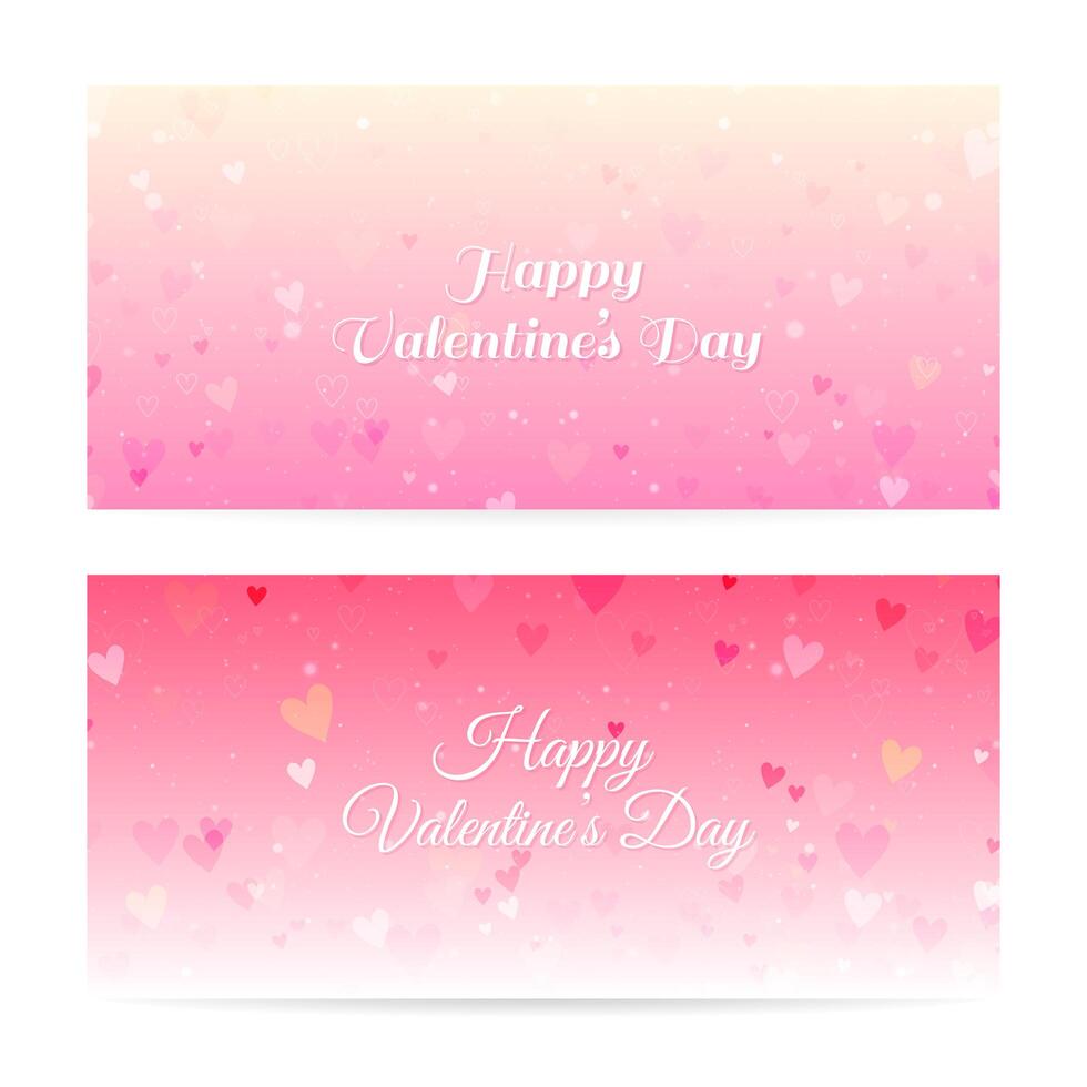 Valentijnsdag wazig banners met hartjes en bokeh vector