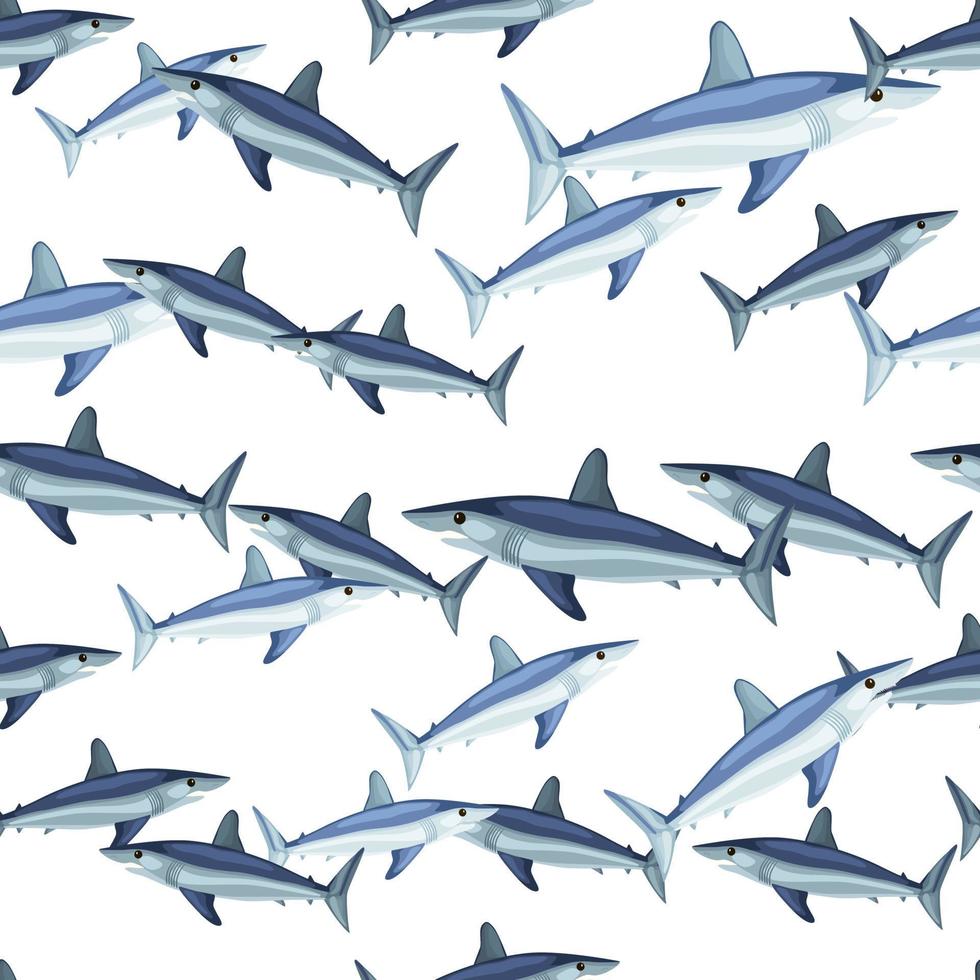 naadloze patroon haai mako op witte achtergrond. dierlijke sjablonen voor stof. vector