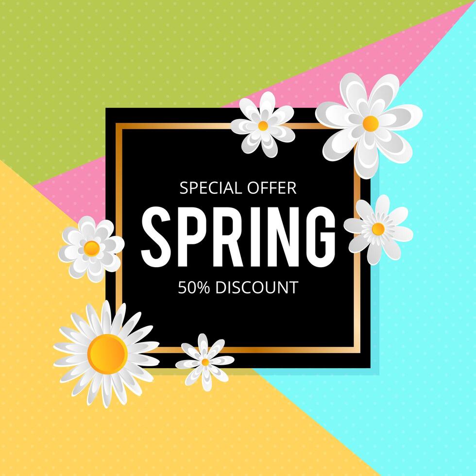 Lente verkoop achtergrond met prachtige kleurrijke bloem. Vector illustratie template.banners.Wallpaper.flyers, uitnodiging, posters, brochure, voucher korting.