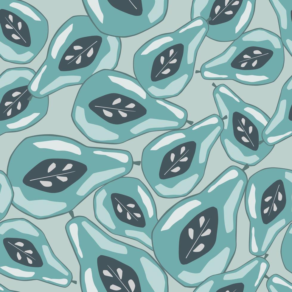 willekeurig naadloos patroon met organische doodle peer silhouetten. blauw palet sieraad. vector