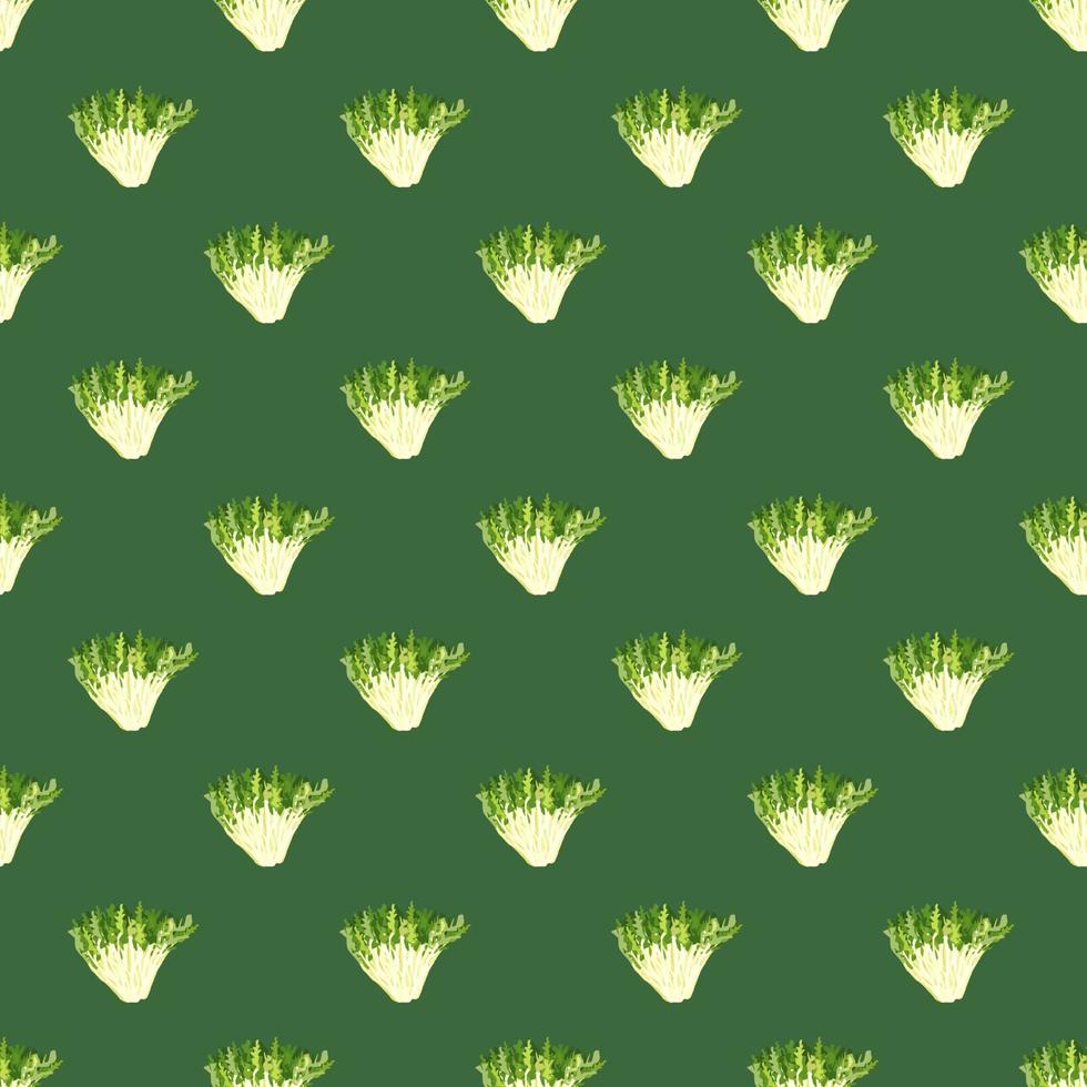 naadloze patroon frisee salade op groenblauw achtergrond. eenvoudig ornament met sla. vector
