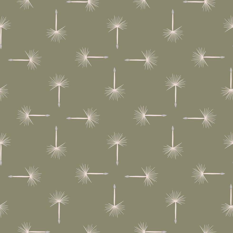wit gekleurde paardebloem ornament naadloze doodle patroon. grijze achtergrond. abstracte achtergrond. vector
