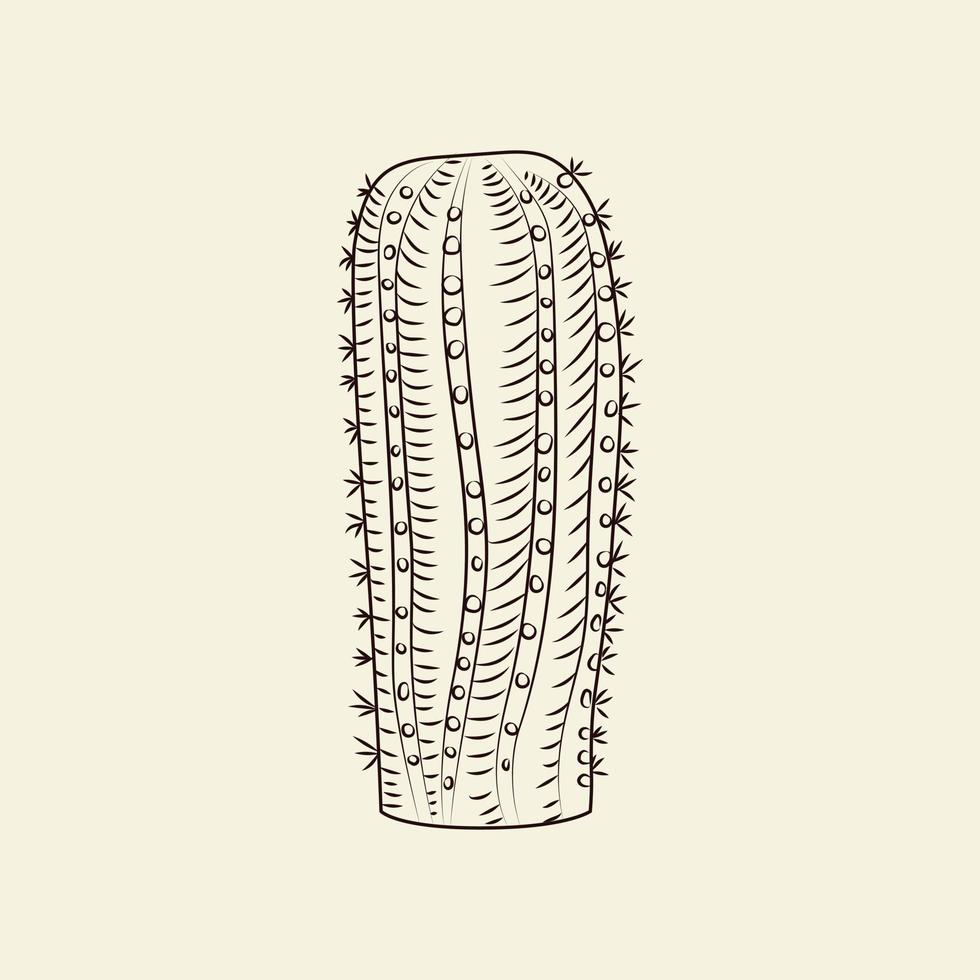 hand getekende notocactus geïsoleerd op een lichte achtergrond. wilde cactussen schets. cactus gravure vintage stijl. vector