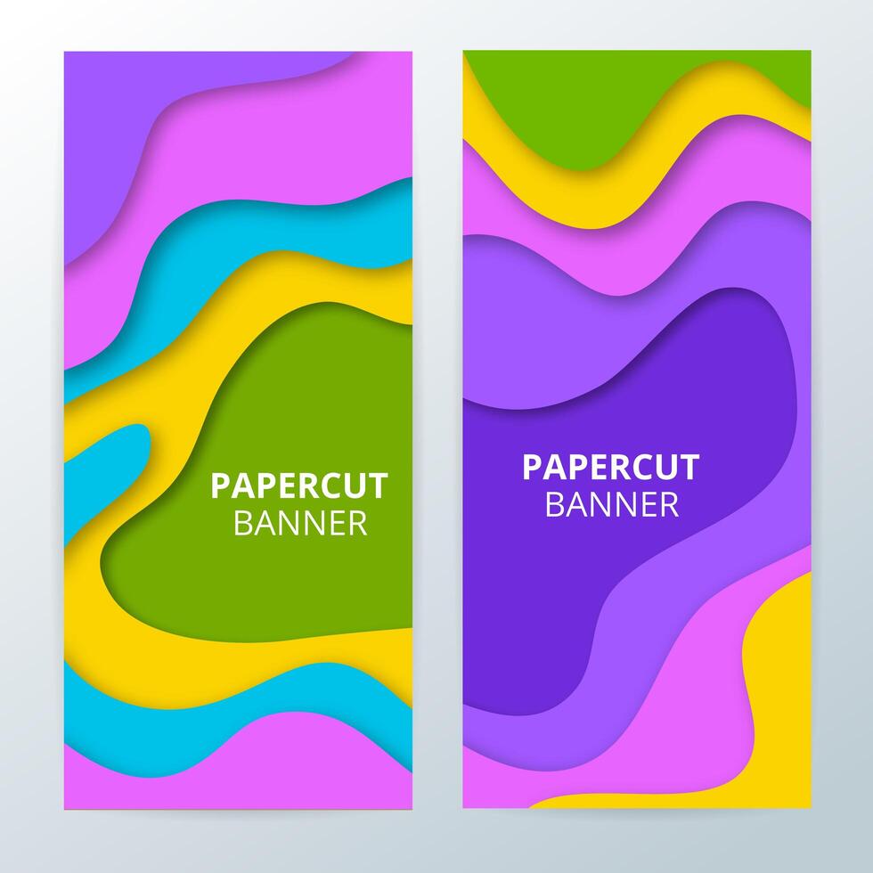 Kleurrijke papier gesneden banners vector