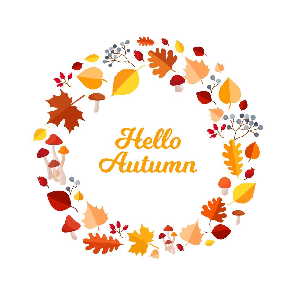 Hallo herfstbladeren frame vector