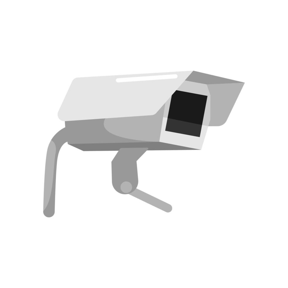 rechthoekige grijze cctv-camera op witte achtergrond. apparatuurbewaking voor bescherming, veiligheid en kijken in stijl plat ontwerp. vector