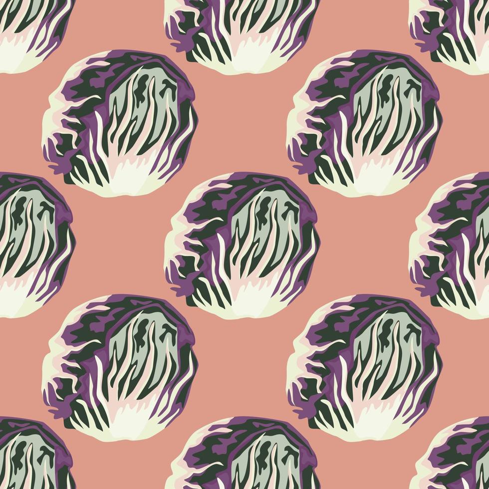 naadloze patroon radicchio salade op pastel roze achtergrond. abstract ornament met sla. vector