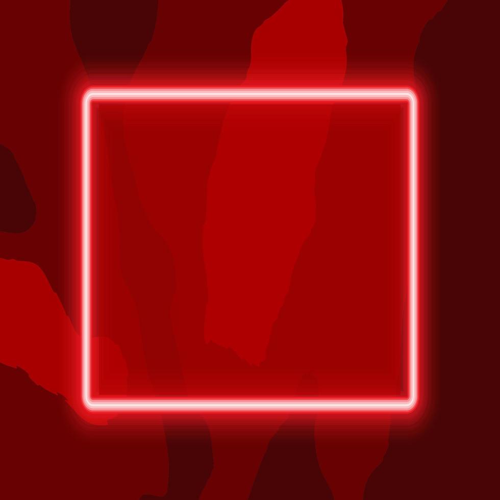 rood neon vierkant frame met glanzende effecten op een donkere achtergrond. leeg frame met neoneffecten. vectorillustratie. vector