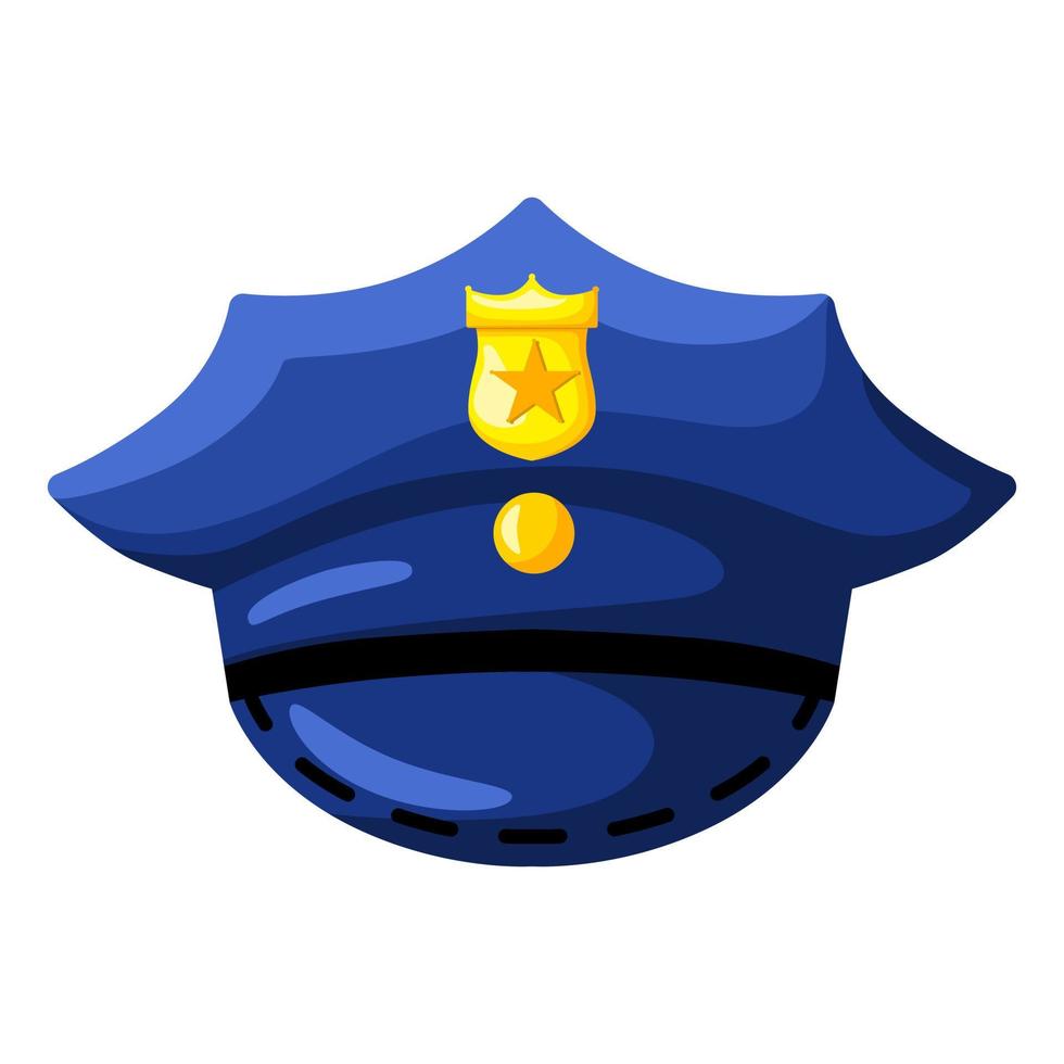 blauwe hoed politie geïsoleerd op een witte achtergrond. politieagent uniform. vector