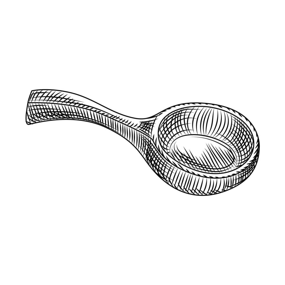 lepel element Koreaanse traditionele alcohol drinken rijstwijn geïsoleerd op een witte achtergrond. vintage gegraveerde stijl. vector