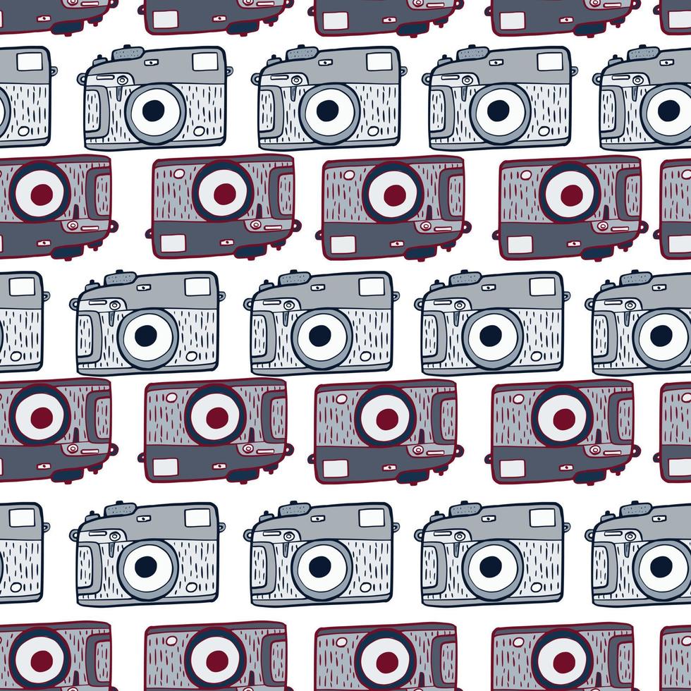 fotocamera vintage naadloze patroon. retro fotocamera's ontwerp. herhaalde textuur in doodle stijl. vector