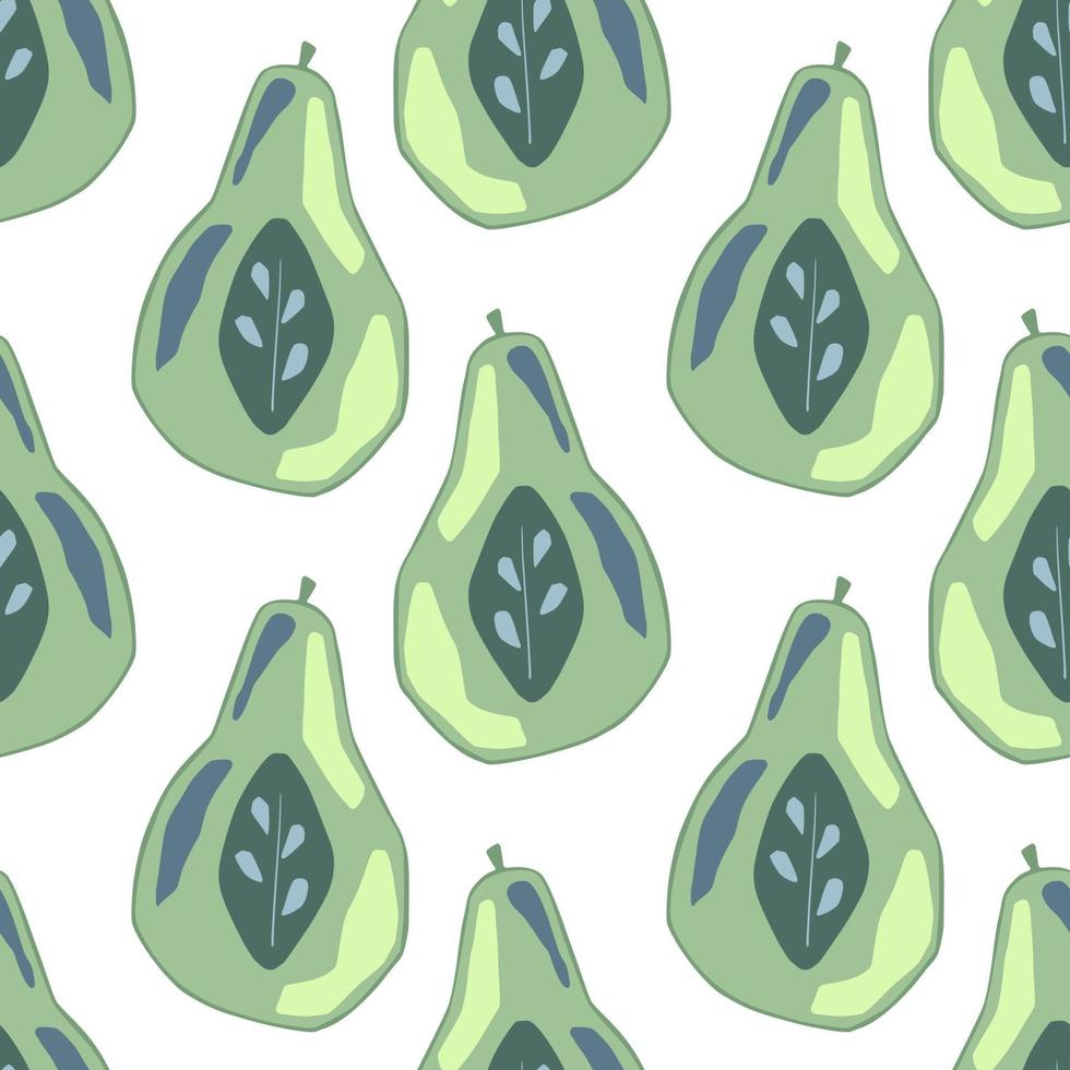 geïsoleerde naadloze patroon met bleke groene peer silhouetten. witte achtergrond. fruit achtergrond. vector