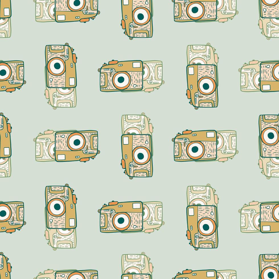 fotocamera vintage naadloze patroon. retro fotocamera's ontwerp. herhaalde textuur in doodle stijl. vector