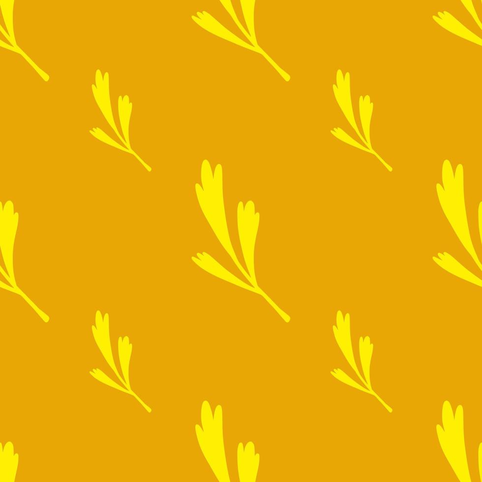 plantkunde gele bladeren naadloze patroon in minimalistische stijl. oranje achtergrond. groen abstracte print. vector