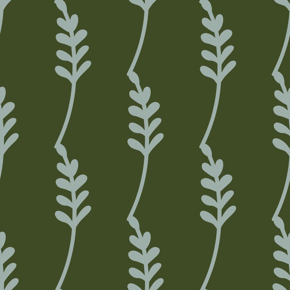 blauw pasteltinten naadloos patroon met het ornament van plantkundetakken. groene olijf achtergrond. handgetekende schets. vector