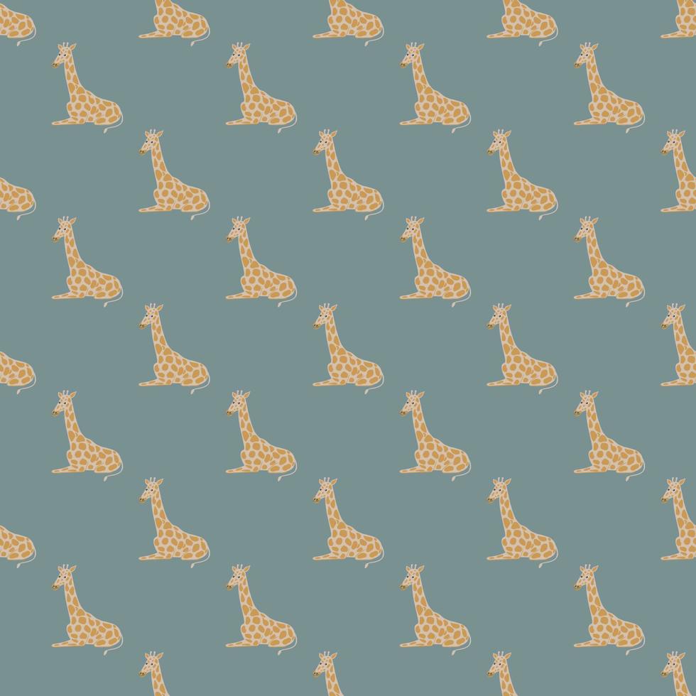 pasteltinten naadloos patroon met handgetekende beige girafvormen. lichtblauwe achtergrond. simpel ontwerp. vector