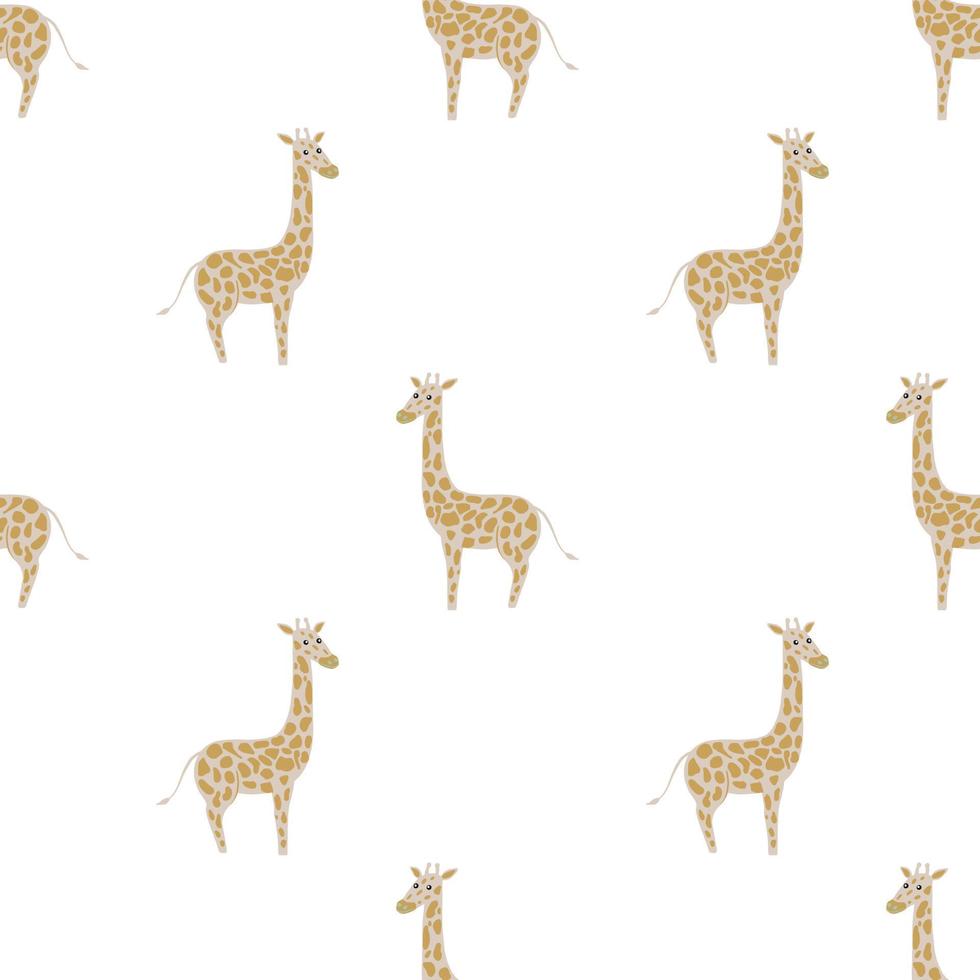 Afrika naadloze patroon met beige doodle giraffe silhouetten. witte achtergrond. simpel ontwerp. vector