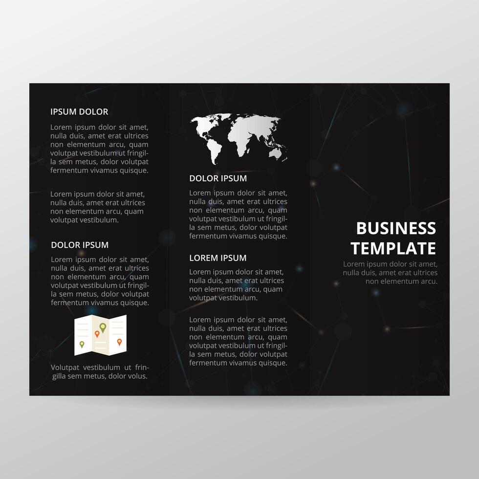 Black Technology Driebladige brochure. zakelijke brochure sjabloon, trend brochure. vector