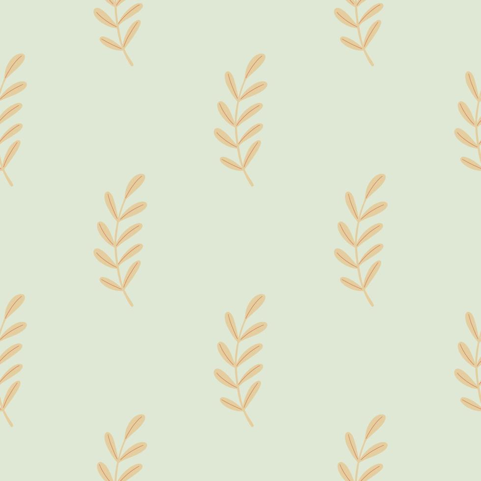 pastel oranje eenvoudige stijl takken met bladeren naadloos patroon. lichtblauwe achtergrond. minimalistische afdrukken. vector