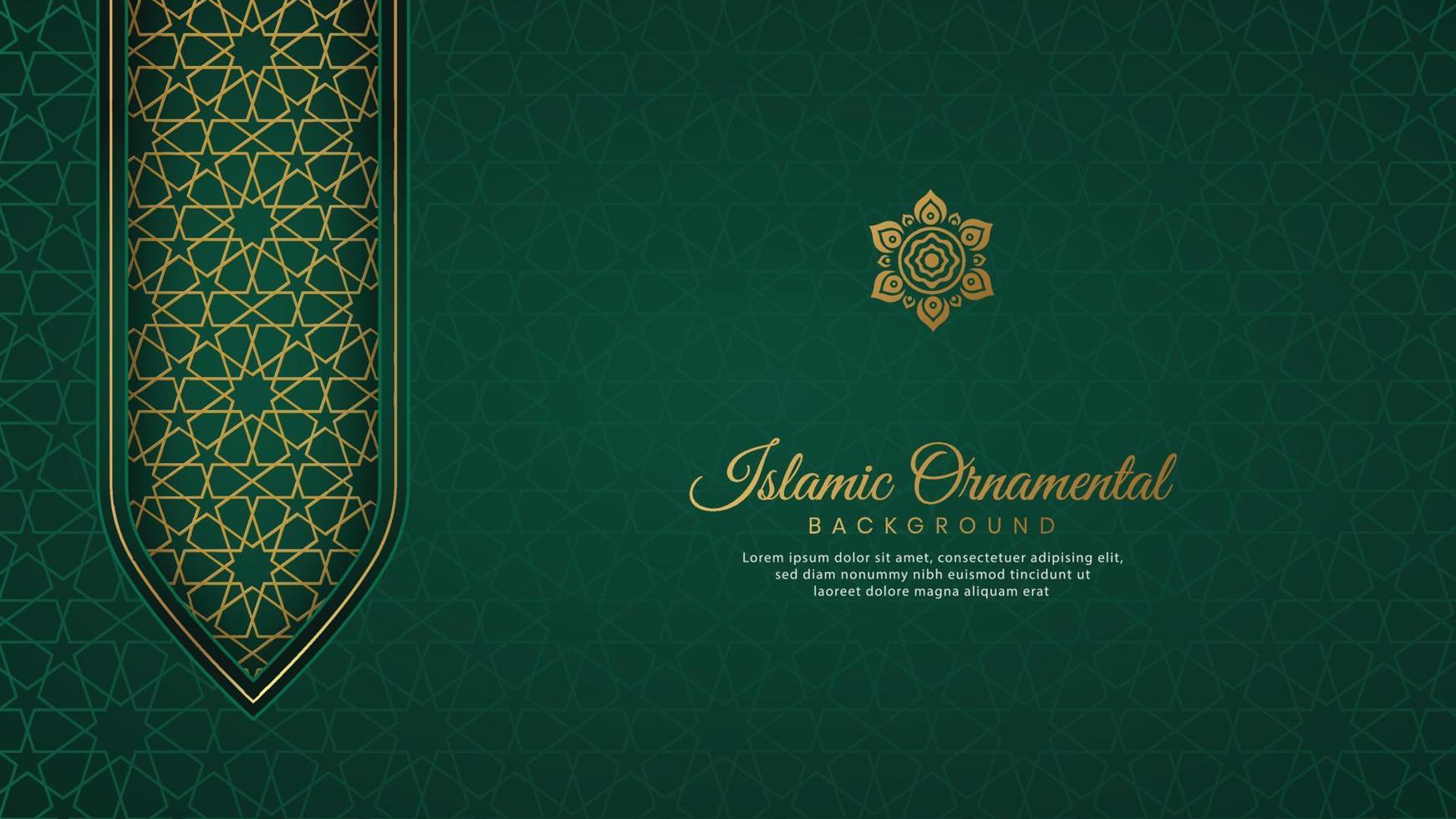 islamitische arabische groene luxe achtergrond met geometrisch patroon en mooi ornament vector