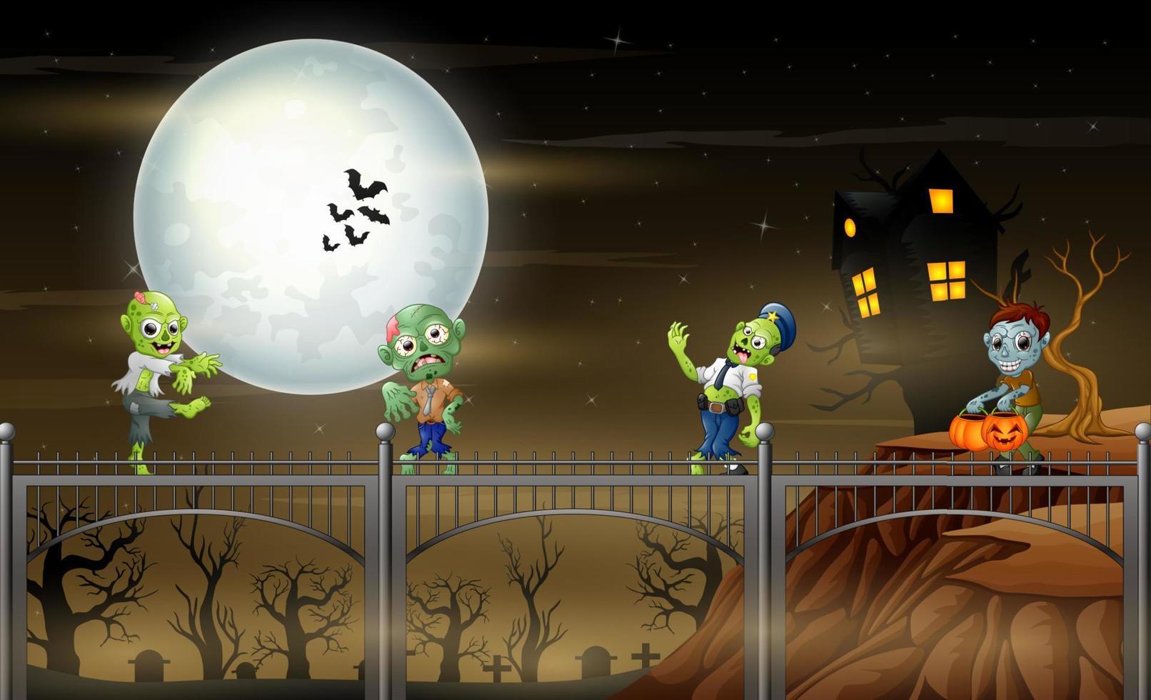 zombies cartoon vieren een halloween-feest vector
